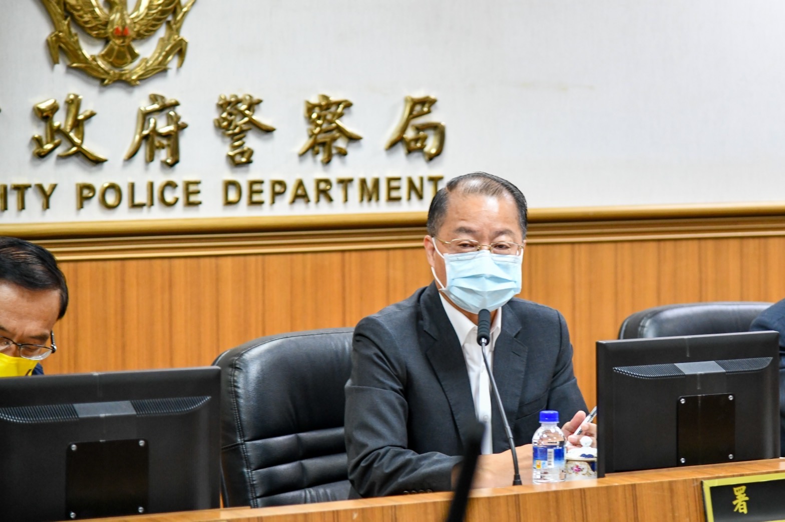 圖片說明：警政署長黃明昭出席新北市政府警察局「選舉治安維護及查賄制暴工作座談會議」。（記者戴昱弘翻攝）