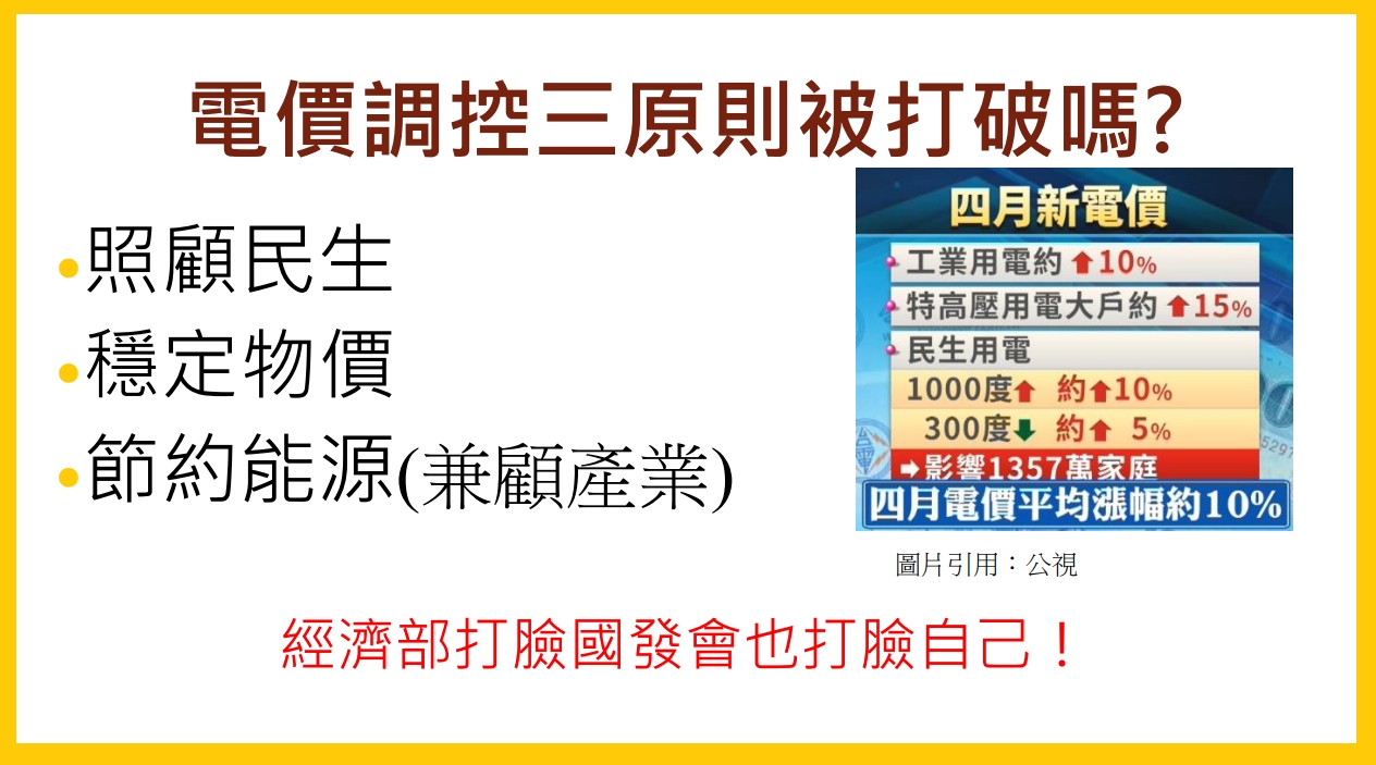 張啟楷說，電價調控的三原則被打破，形同經濟部打臉國發會。(圖／張啟楷國會辦公室提供)