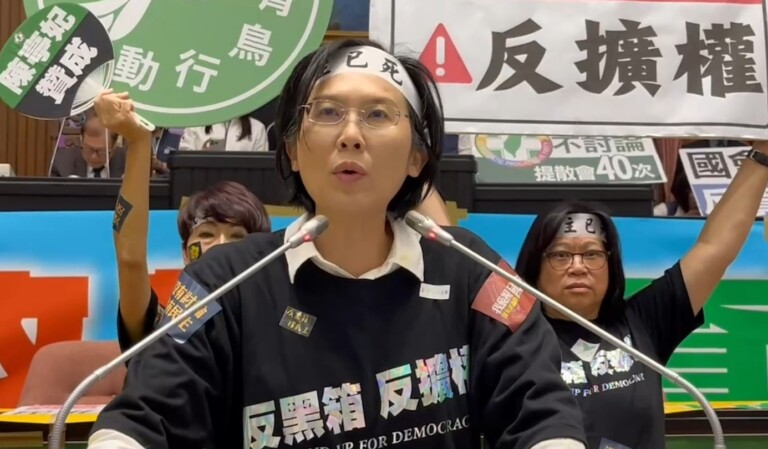 立委林岱樺感慨台灣自由民主得來不易，呼應青鳥行動高喊「護主權、撐民主」。(記者張欽翻攝)