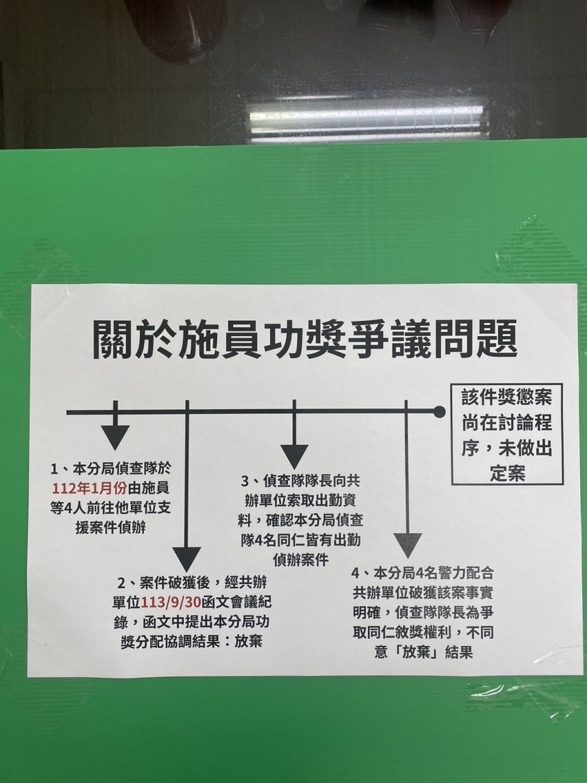 新莊分局表示對於施警功獎徐子胤隊長持續向共辦友軍積極爭取協調。（記者徐煜勝翻攝）