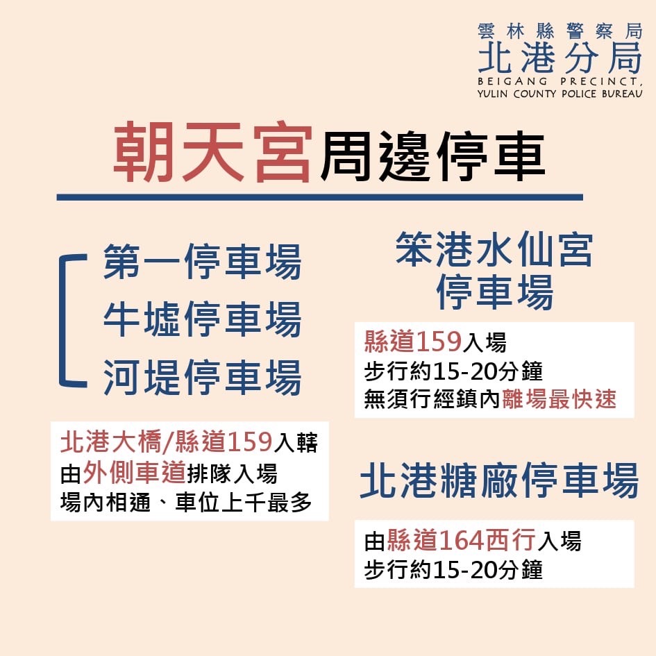 農曆春節大年初一至初五熱門時段，北港《交通指南》報你知。（圖/記者葉子綱翻攝）