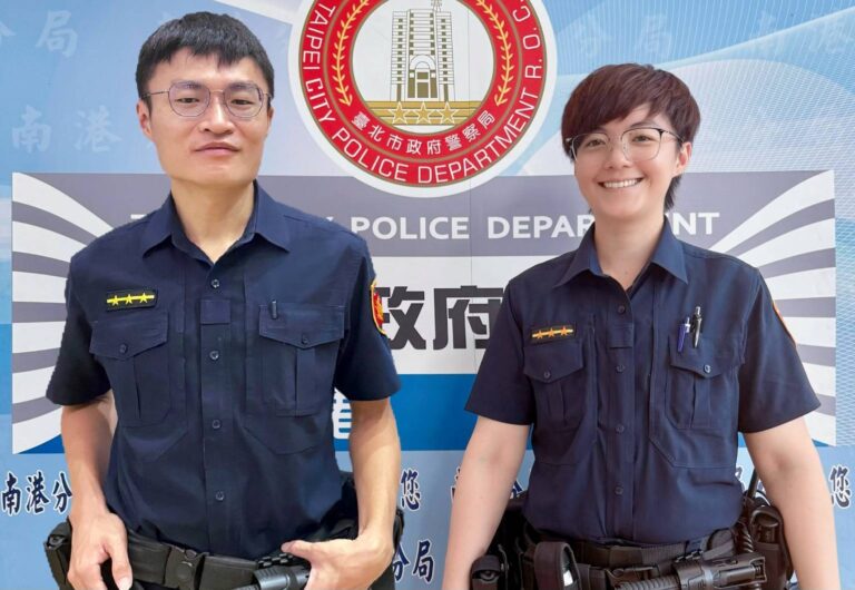 玉成派出所警員蔡孟憲(左)、陳玉芮(右)。(圖/記者薛秀蓮 翻攝)